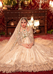 Royal Pakistani Bridal Lehenga with Pishwas Frock Dress Online