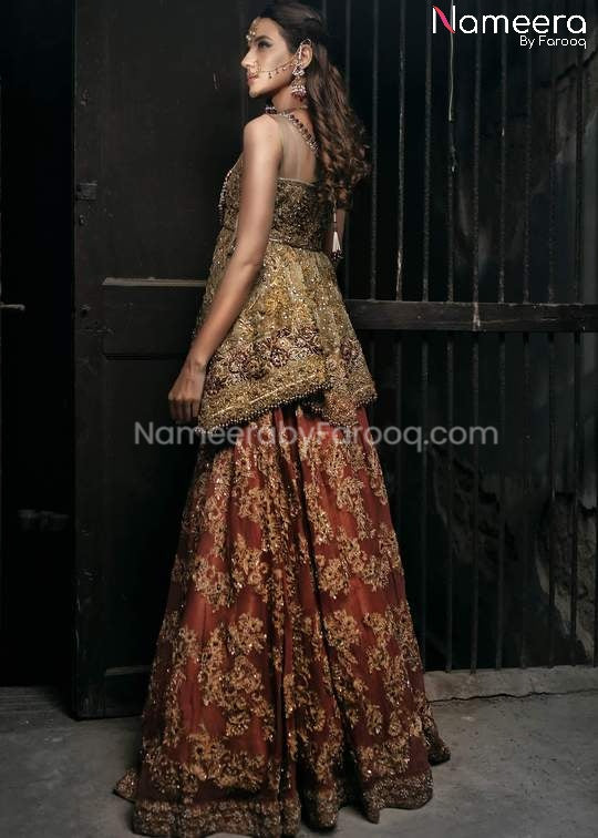 Royal Pakistani Bridal Lehenga with Short Frock