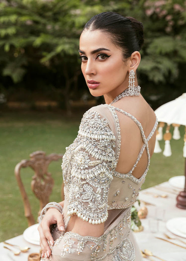 Royal Pakistani Bridal Pishwas Frock with Sharara Dress Online