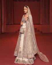 Royal Pakistani Bridal Pishwas Frock with Sharara Dress