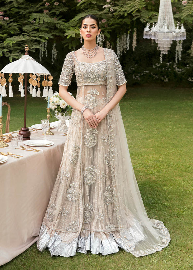 Royal Pakistani Bridal Pishwas Frock with Sharara Dress