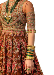 Royal Pakistani Bridal Pishwas Frock with Sharara and Dupatta