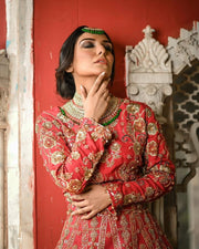 Royal Pakistani Bridal Red Lehenga with Choli Dress