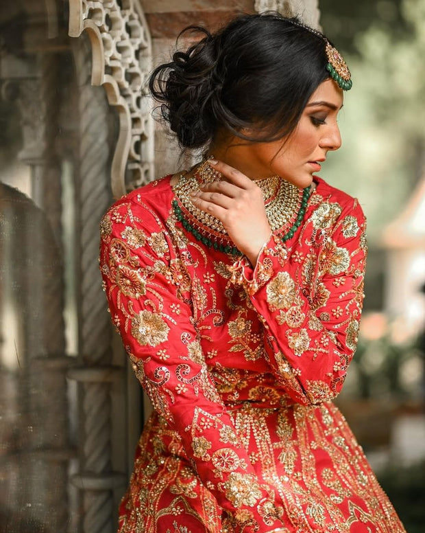 Royal Pakistani Bridal Red Lehenga with Choli