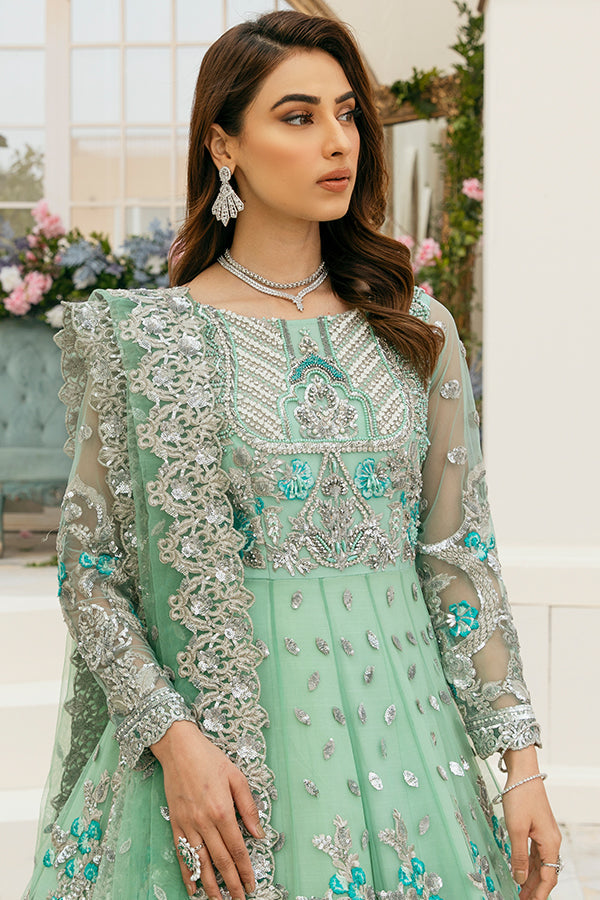 Latest Pakistani Bridal Sea Green Lehenga Gown Dress Online SMALL Latest Pakistani Bridal Sea Green Lehenga Gown Dress Online SMALL
