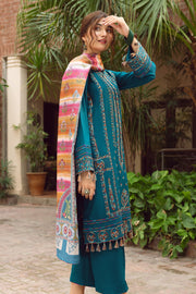 Royal Pakistani Eid Dress in Blue Lawn Kameez Trouser Style