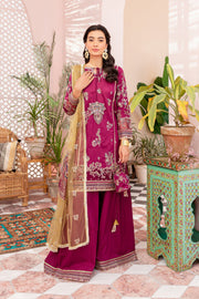 Royal Pakistani Eid Dress in Magenta Kameez Sharara Style
