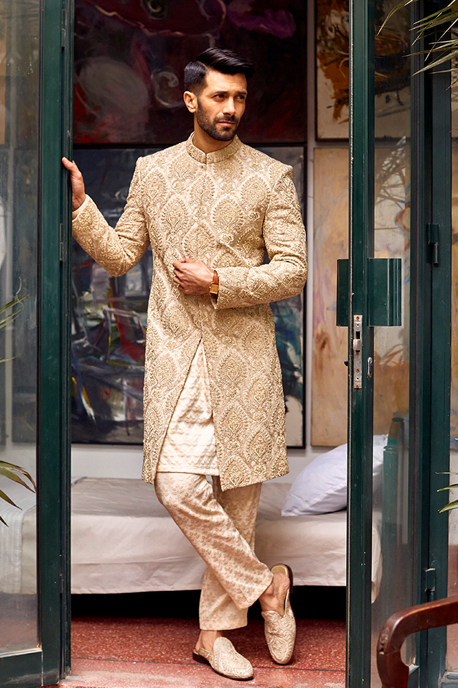 Buy Royal Pakistani Embroidered Sherwani Dress for Groom Texas Large