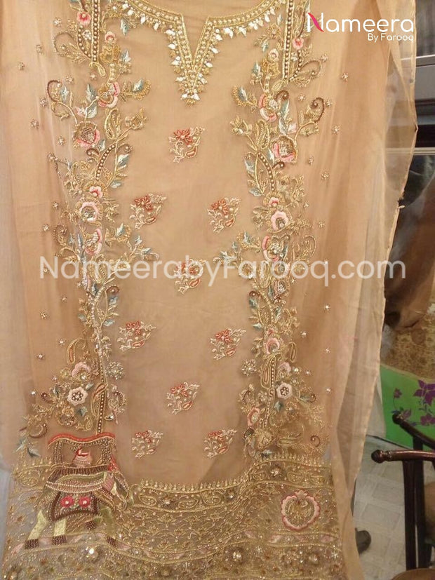 Pakistani Embroidered Shirt with Gharara