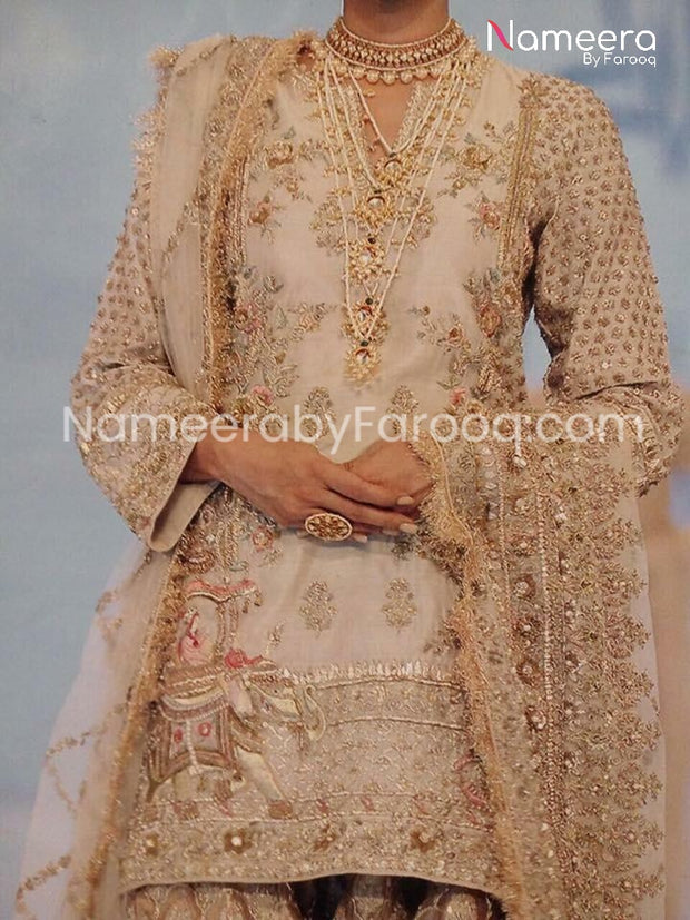 Royal Pakistani Embroidered Shirt with Gharara Work