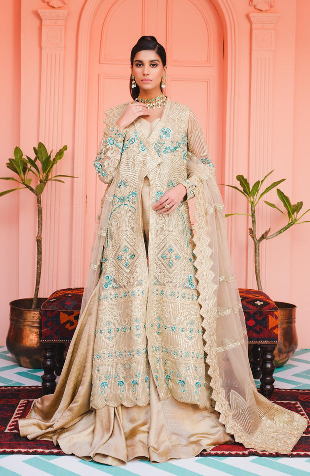 Royal Pakistani Gown Dress with Farshi Sharara