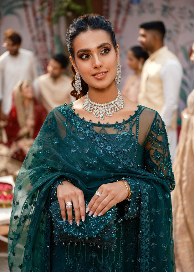 Royal Pakistani Green Dress in Premium Kameez Trouser Style