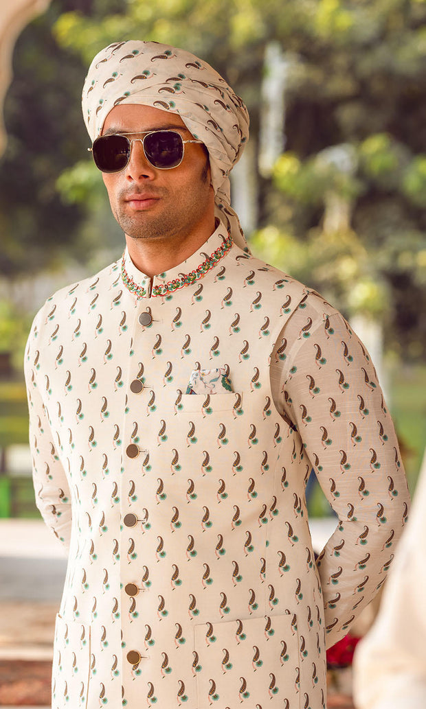 Royal Pakistani Groom Dress in Kurta and Waistcoat Style