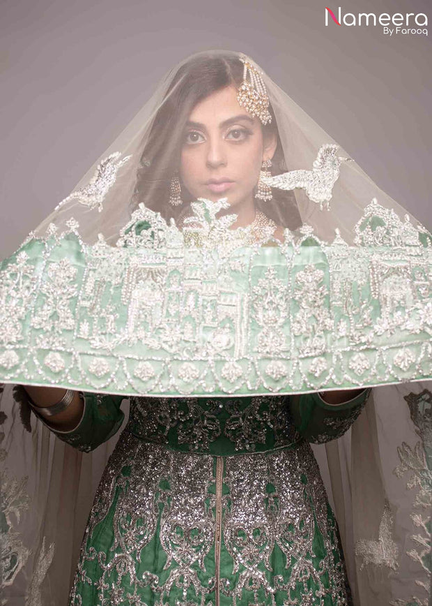 Royal Pakistani Lehenga Bridal for Walima Online Dupatta Look