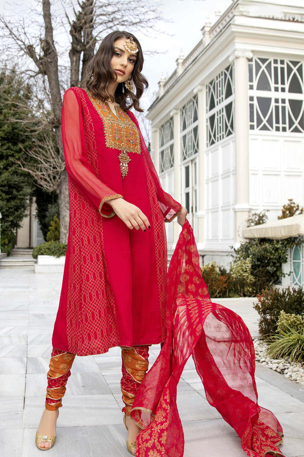 Royal Pakistani Party Dress in Pink Kameez Trouser Style