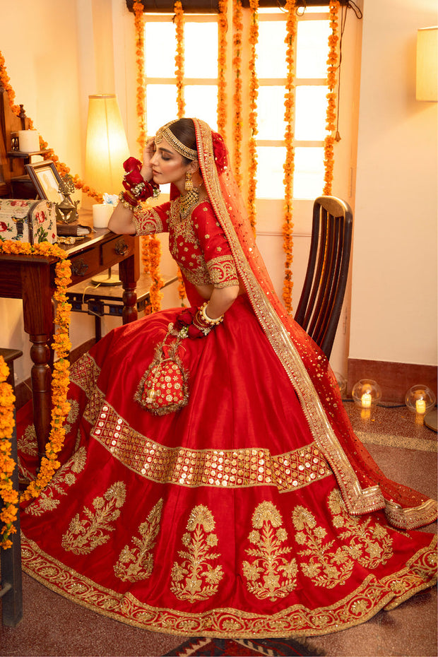 Royal Pakistani Red Bridal Lehenga Choli Dress