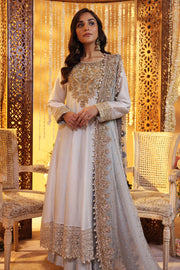 Royal Pakistani Wedding Dress in Silk Pishwas Frock Style