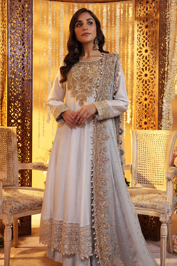 Royal Pakistani Wedding Dress in Silk Pishwas Frock Style