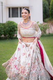 Royal Pakistani Wedding Dress in White Lehenga Choli Style