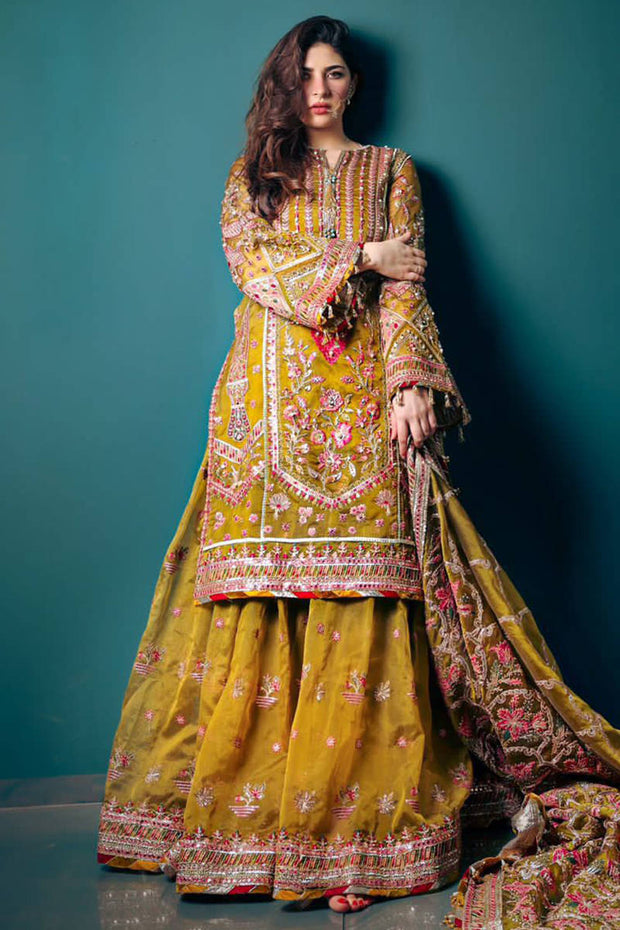 Royal Pakistani Wedding Gharara Kameez and Dupatta Dress