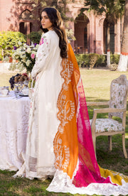 Royal Pakistani White Eid Dress in Kameez and Trouser Style