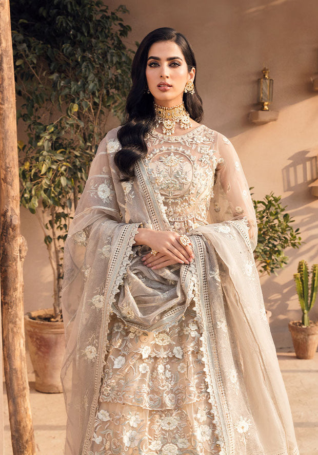 Royal Pearl Embroidered Pishwas with Dupatta Pakistani Wedding Dress