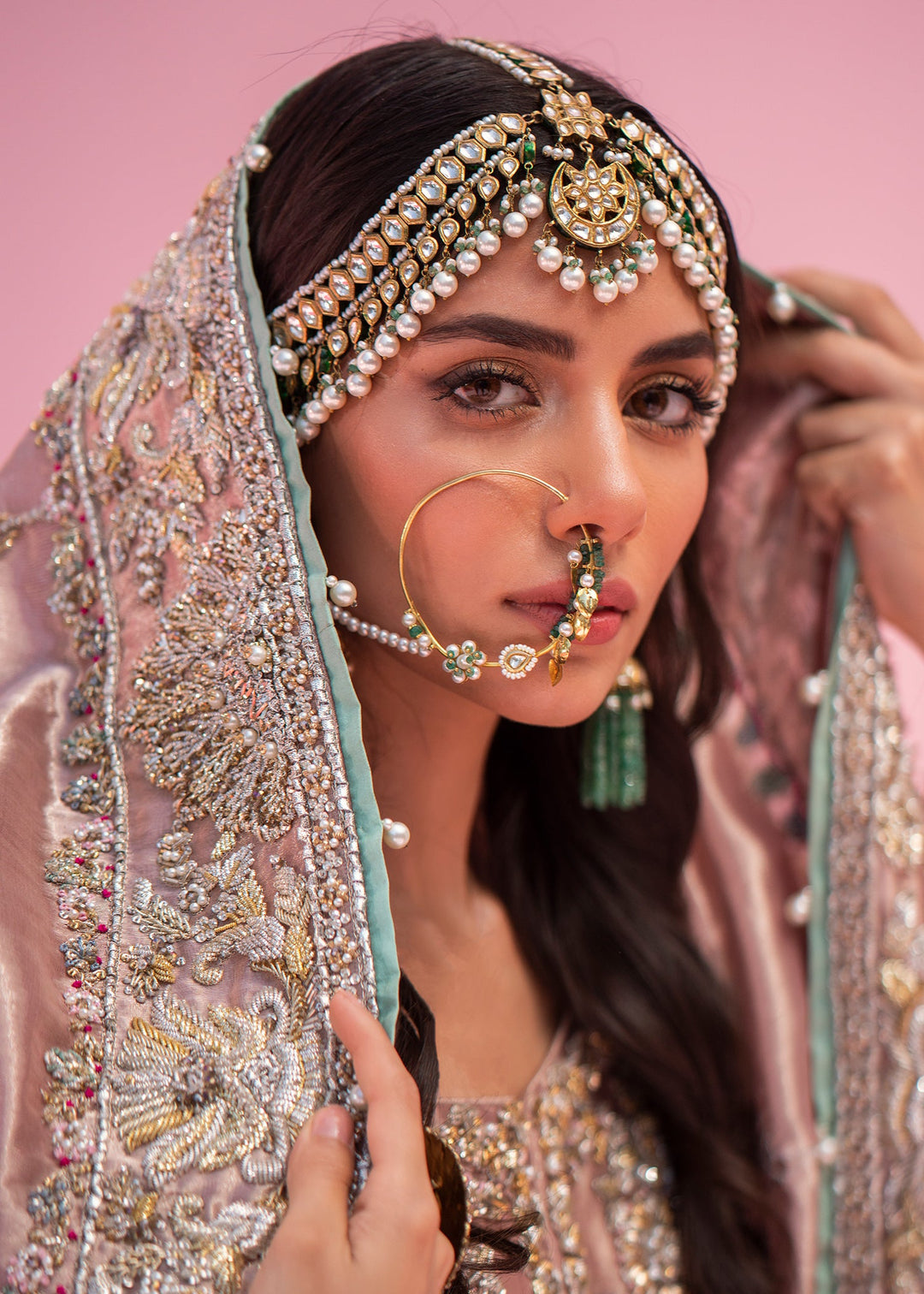 Elegant Pink Pakistani Bridal Dress with Bridal Lehenga