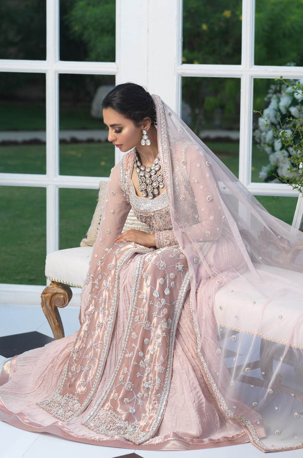 Royal Pink Bridal Dress Pakistani in Lehenga Kameez Style