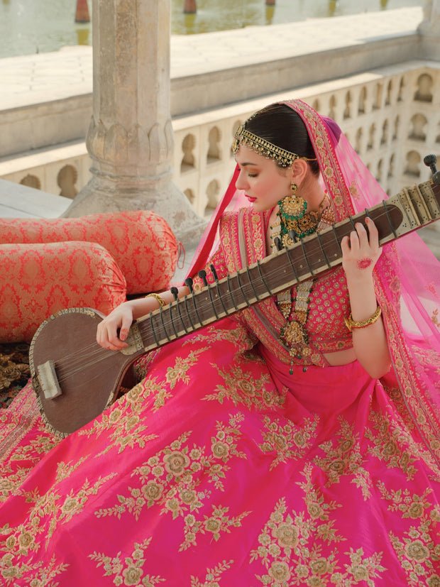 Royal Pink Lehenga Blouse Dupatta Bridal Dress Pakistani