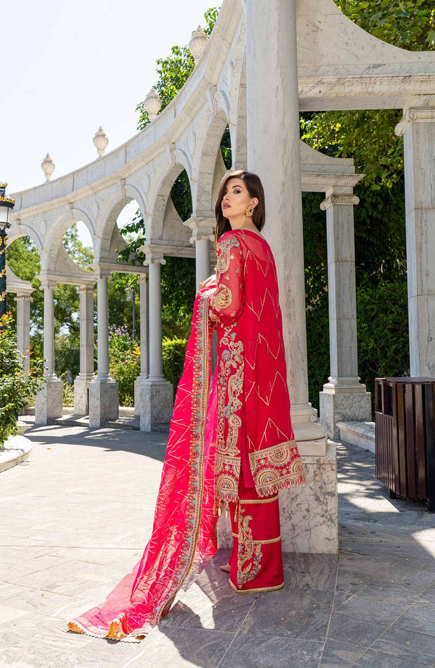 Royal Pink Pakistani Dress in Kameez Trouser Dupatta Style