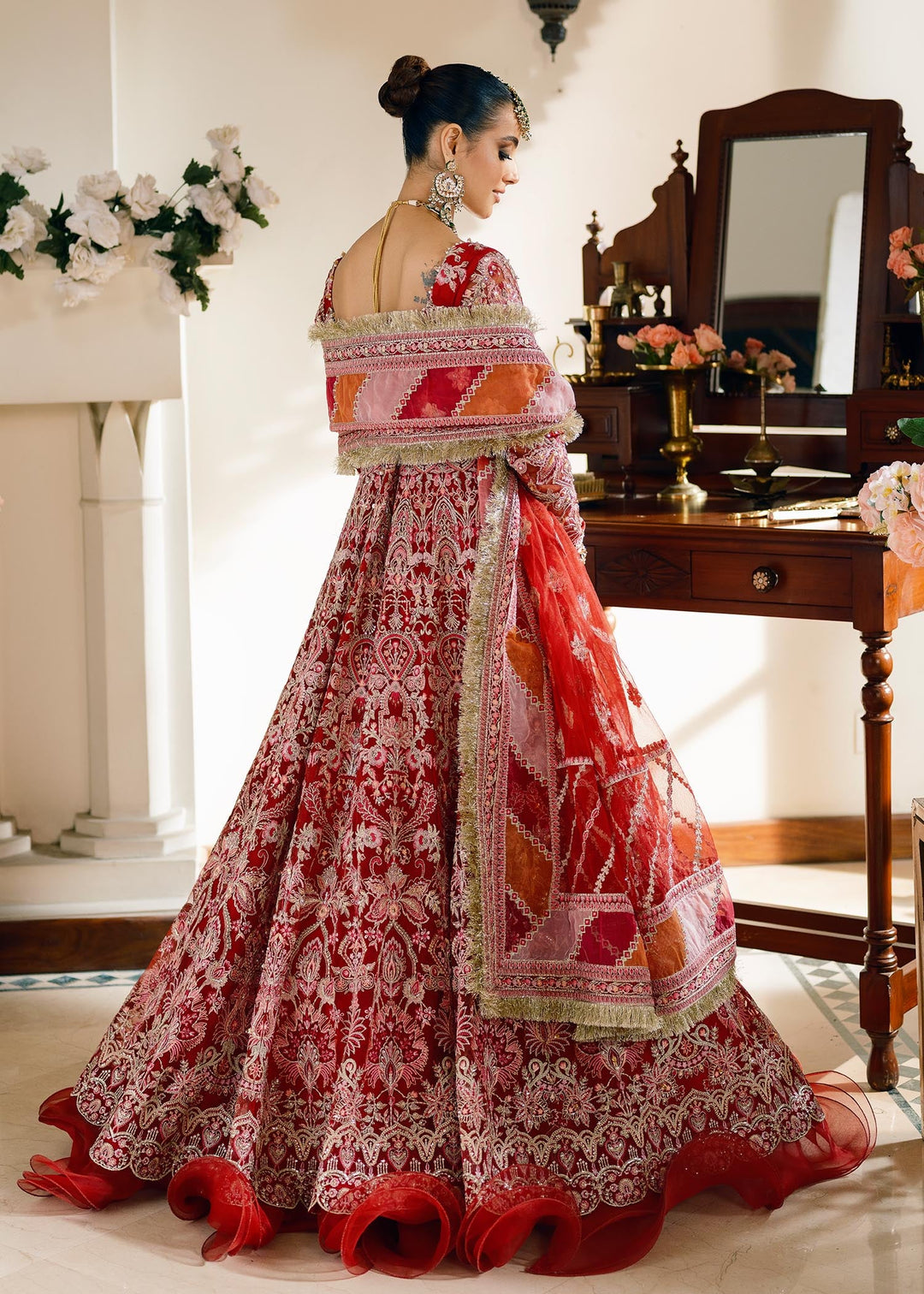 Red Pishwas Frock & Bridal Lehenga: Premium Pakistani Bridal Dresses