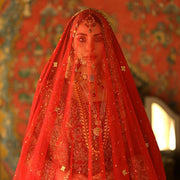 Royal Pishwas Lehenga Red Bridal Pakistani Barat Dress