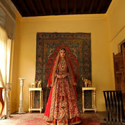 Royal Pishwas Lehenga Red Bridal Pakistani Dress