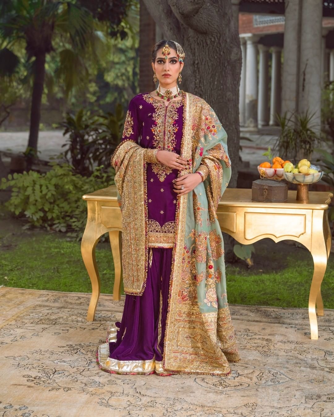 Royal Purple Gharara Kameez - Premium Pakistani Bridal Dress