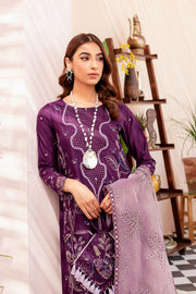 Royal Purple Kameez Trouser and Dupatta Pakistani Eid Dress