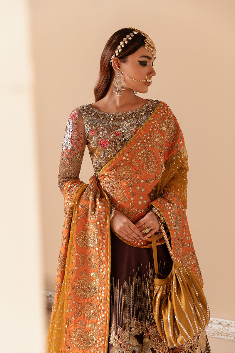 Luxurious Pakistani Bridal Lehenga with Net Choli