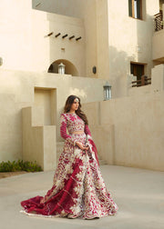 Royal Raw Silk Pakistani Bridal Dress in Lehenga Choli Style