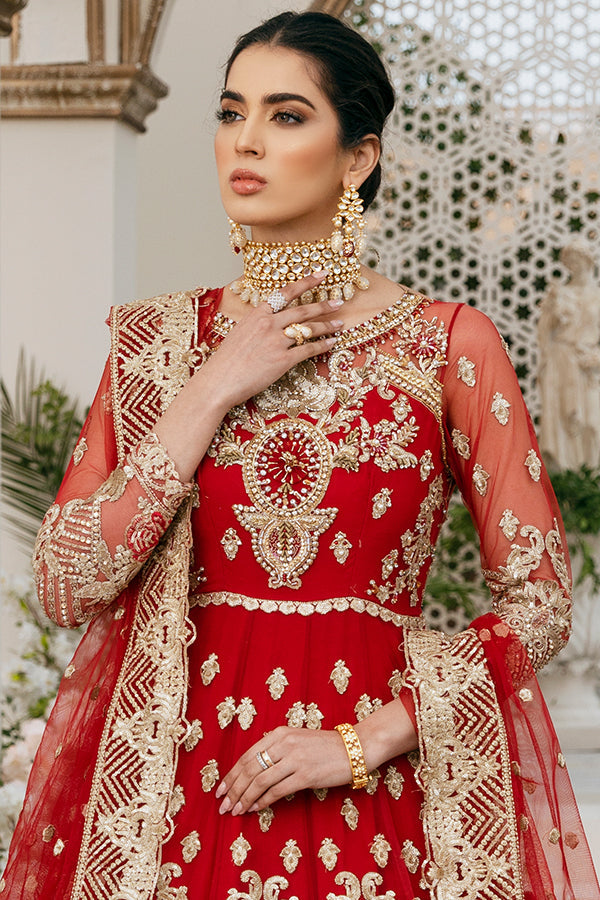 Royal Red Bridal Dress Pakistani in Pishwas Style
