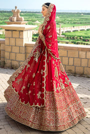 Royal Red Bridal Dress Pakistani in Traditional Pishwas Style
