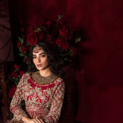 Royal Red Bridal Lehenga Choli Dress in Premium Raw Silk
