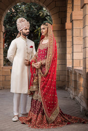 Royal Red Bridal Lehenga Kameez and Dupatta Pakistani Dress