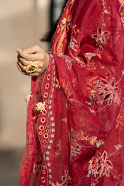 Royal Red Long Kameez Salwar in Pakistani Eid Dresses 2022