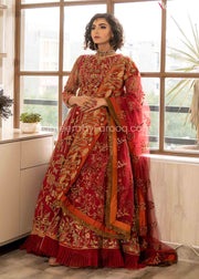 Royal Red Maxi Dress for Wedding with Embroidery