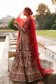 Royal Red Pakistani Bridal Dress in Embellished Gown Style