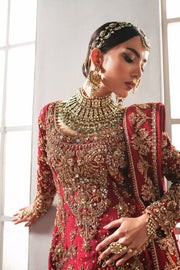 Royal Red Pakistani Bridal Dress in Sharara Kameez Style