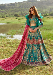 Royal Sea Green Lehenga Choli with Pink Dupatta Dress