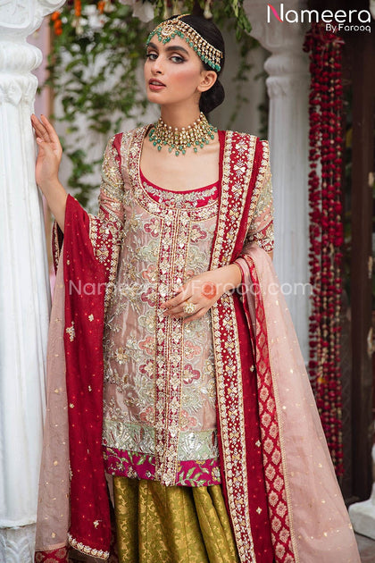 Latest Short Shirt with Sharara Bridal Dress Pakistani Online – Nameera ...