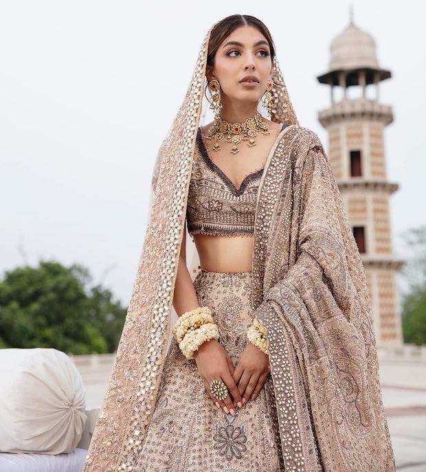 Royal Tea Pink Bridal Lehenga with Choli and Dupatta Dress