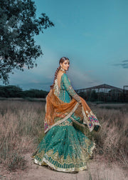 Royal Traditional Emerald Bridal Gharara Kameez Dress