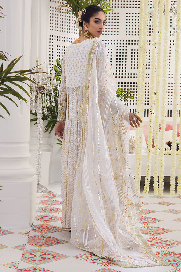 Royal White Chiffon Angrakha Pakistani Dress